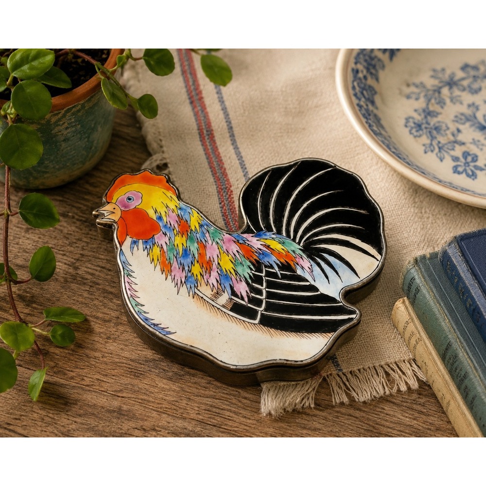 VTG Box Lidded Chinese Cloisonné Rooster